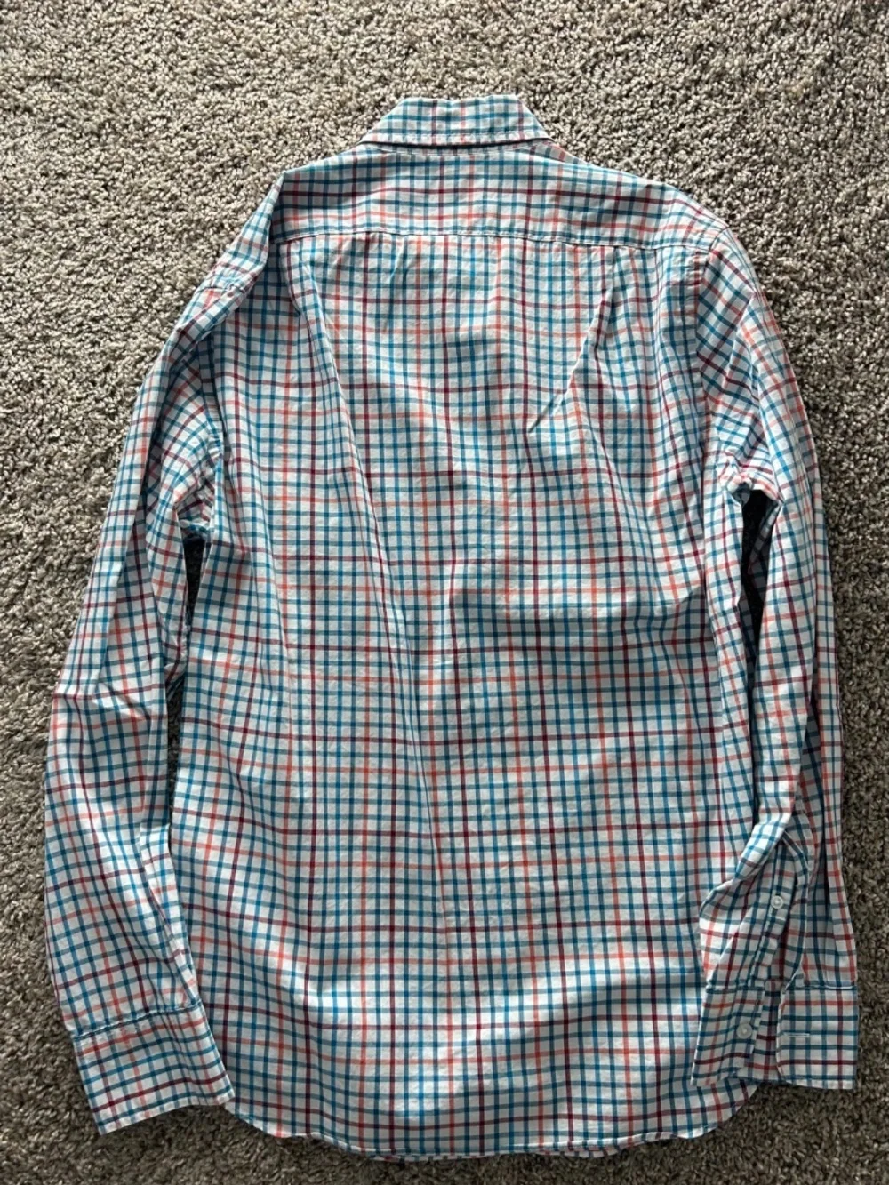 J.Crew Mercantile Men's Flex Plaid Button-Down Shirt Blue & Orange Size S